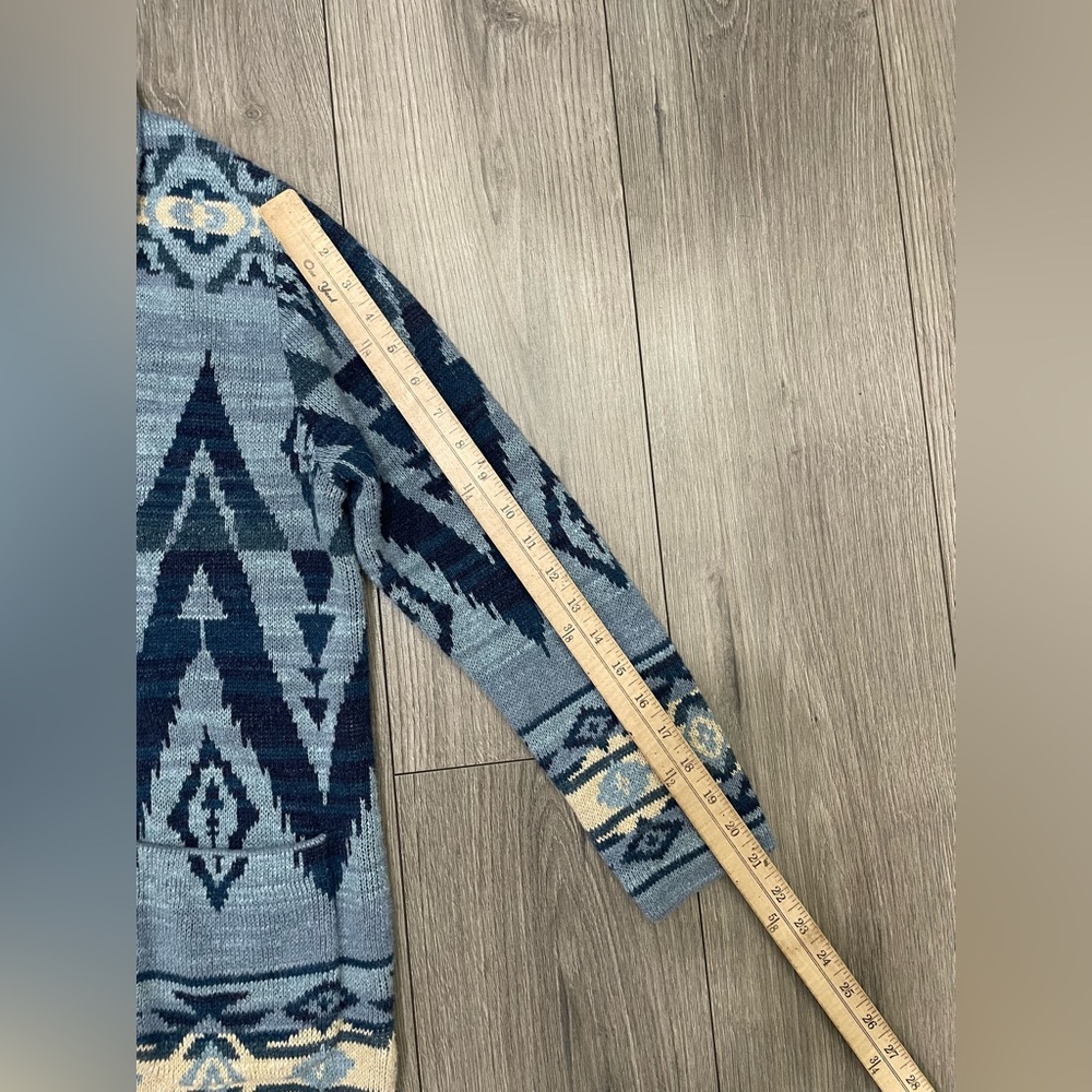 Polo Ralph Lauren Blue Indigo Aztec Print Cardigan Sweater Size Large - Picture 5 of 10